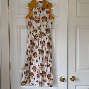 ModCloth Retrolicious owl shirt dress size SM EUC